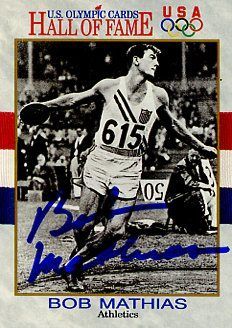 Bob Mathais OLYMIC Signed Hall of Fame Sports Card